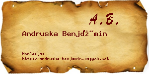 Andruska Benjámin névjegykártya