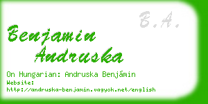 benjamin andruska business card